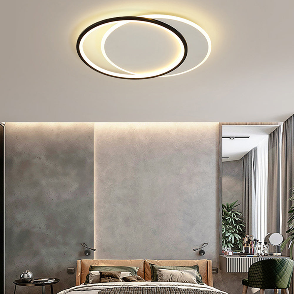 Mabugar Modern Square/ Round Flush Mount Ceiling Light, Black with White