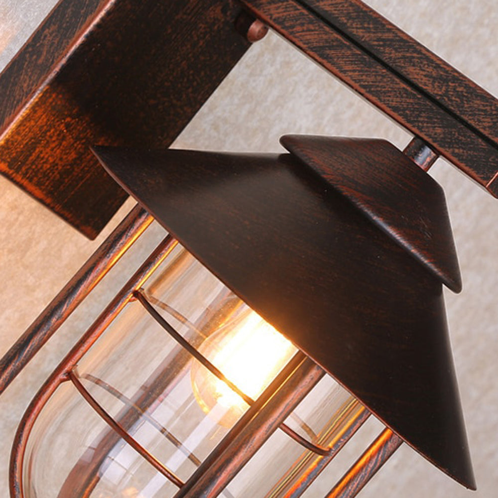 Tupusam Vintage Lantern Shaped Metal Outdoor Wall Lamp, Black