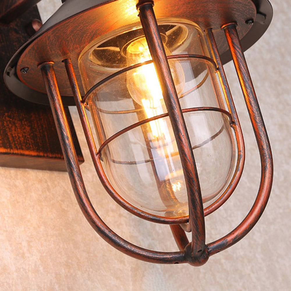 Tupusam Vintage Lantern Shaped Metal Outdoor Wall Lamp, Black