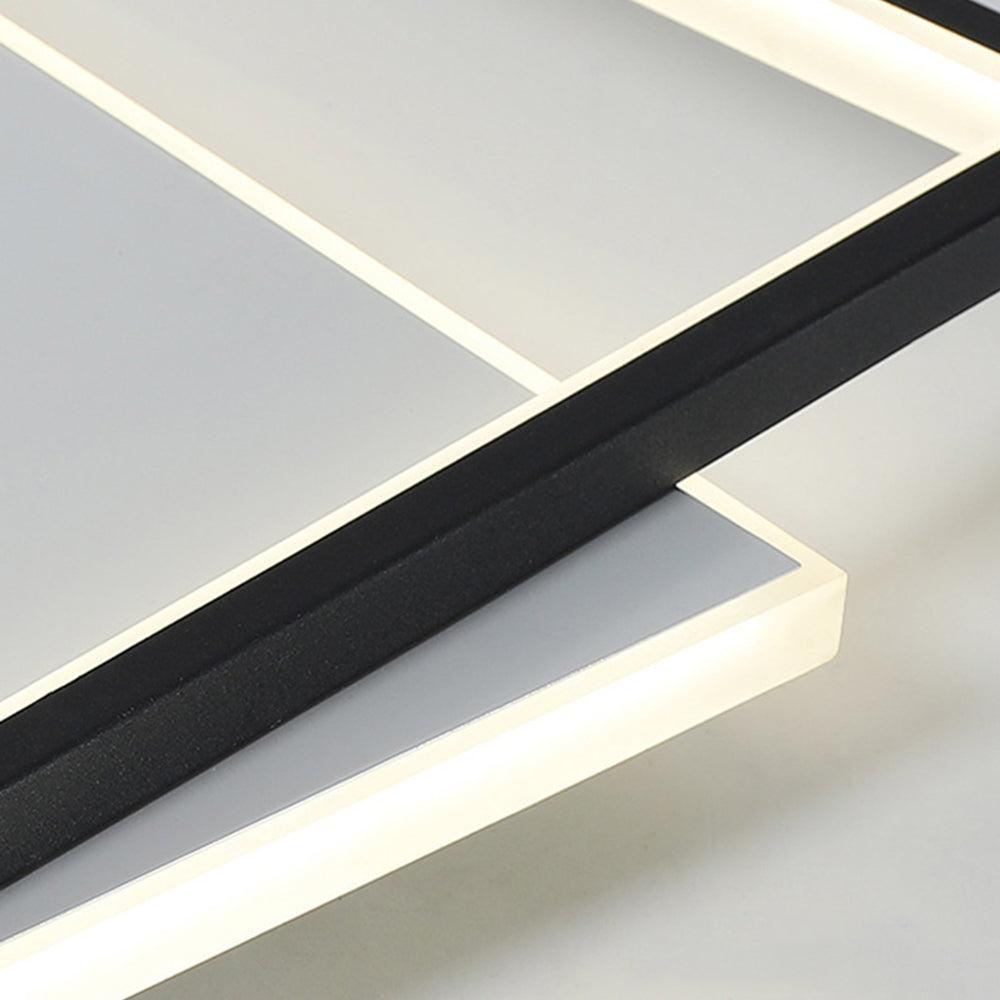 Mabugar Modern Square/ Round Flush Mount Ceiling Light, Black with White