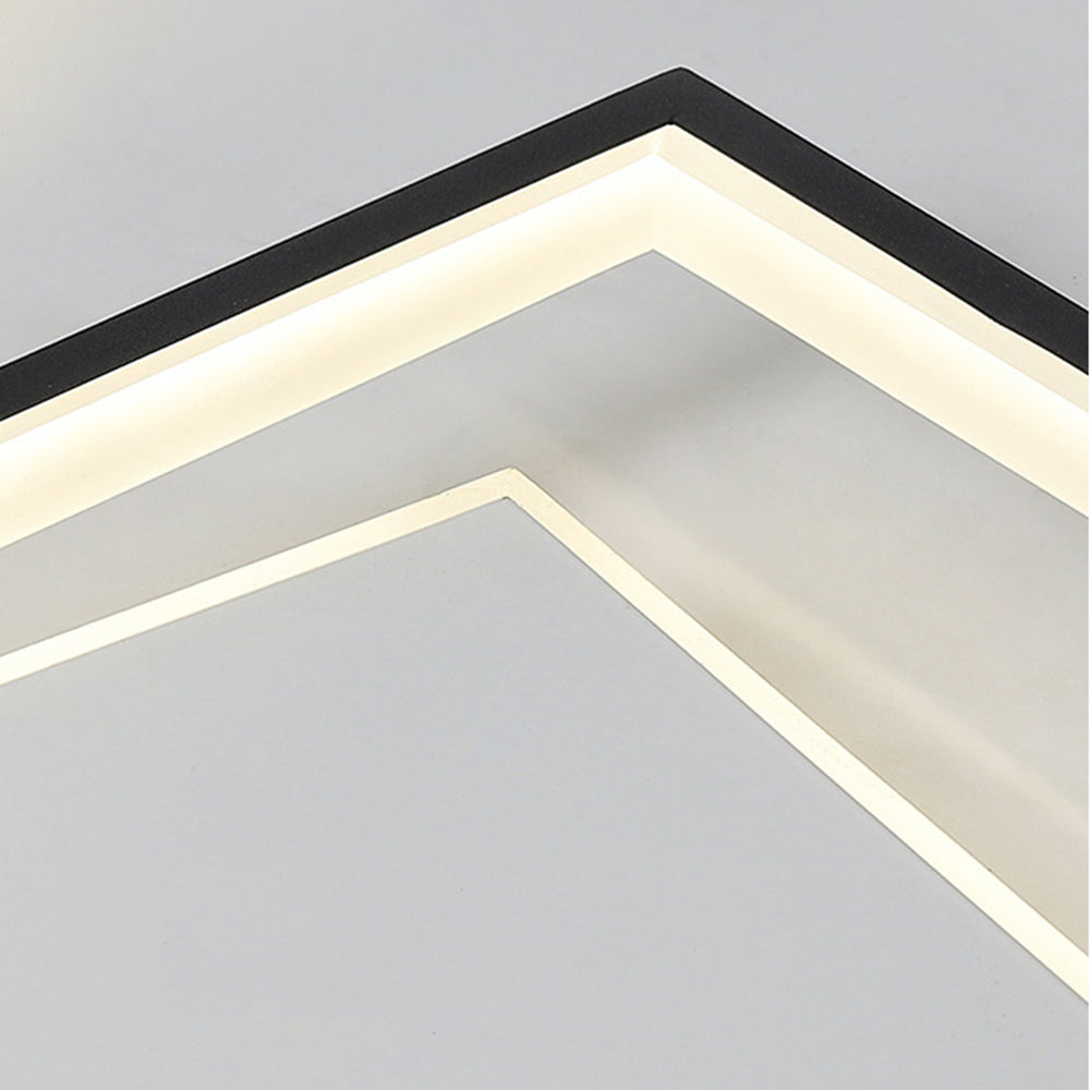 Mabugar Modern Square/ Round Flush Mount Ceiling Light, Black with White