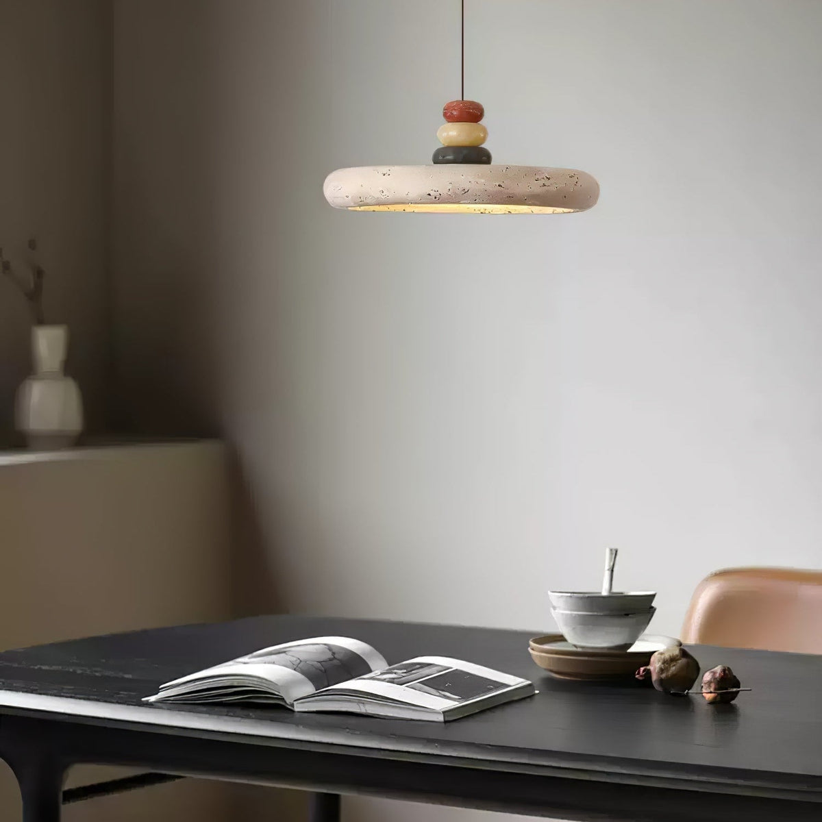 Cuvarora Disc Travertine Pendant Light