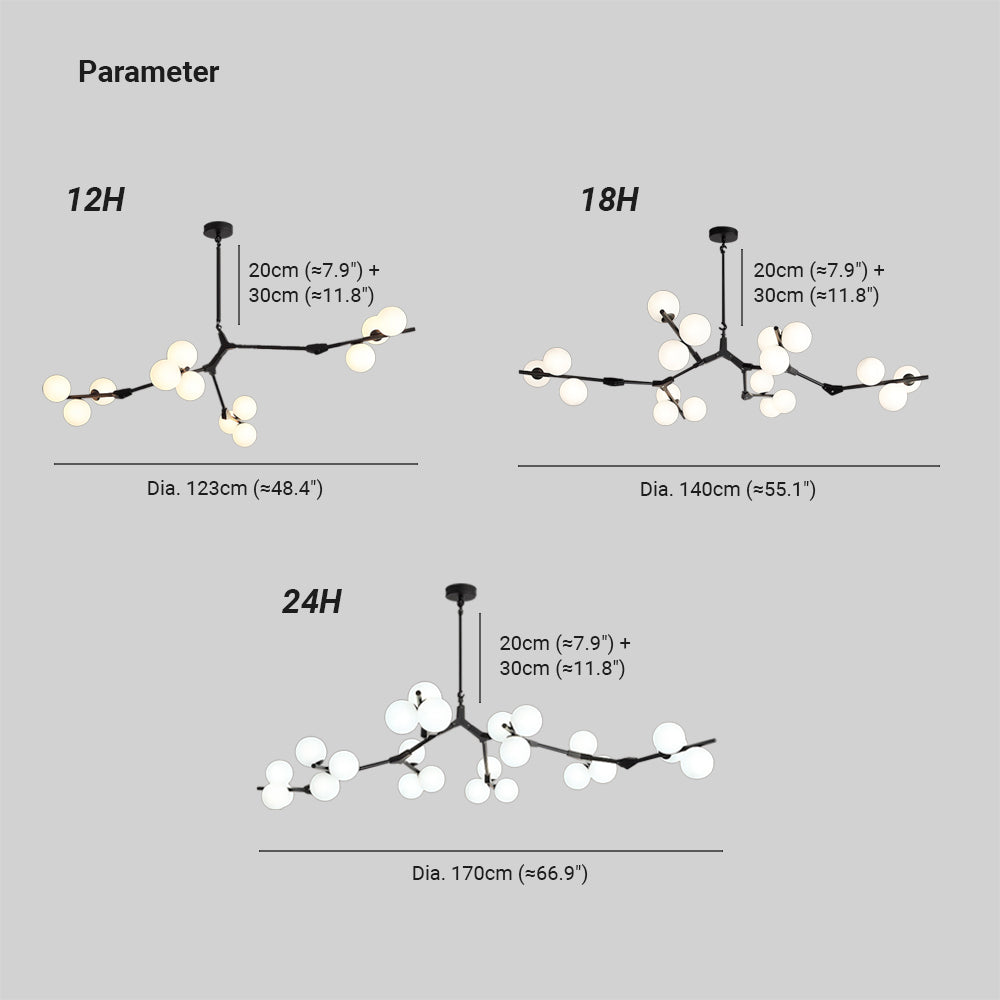 Holumam Modern LED chandelier Gold/Black Glass Living Room/Bedroom