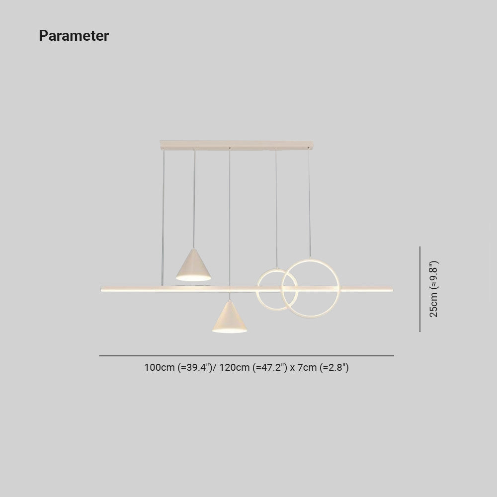Ropodin Contemporary Geometric Style Linear Metal Pendant Light White/Black