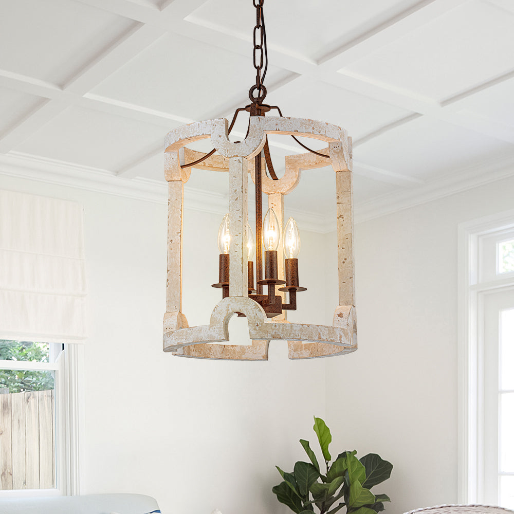Noreli Farmhouse Wood Cylinder Pendant Light-Relic Pieces