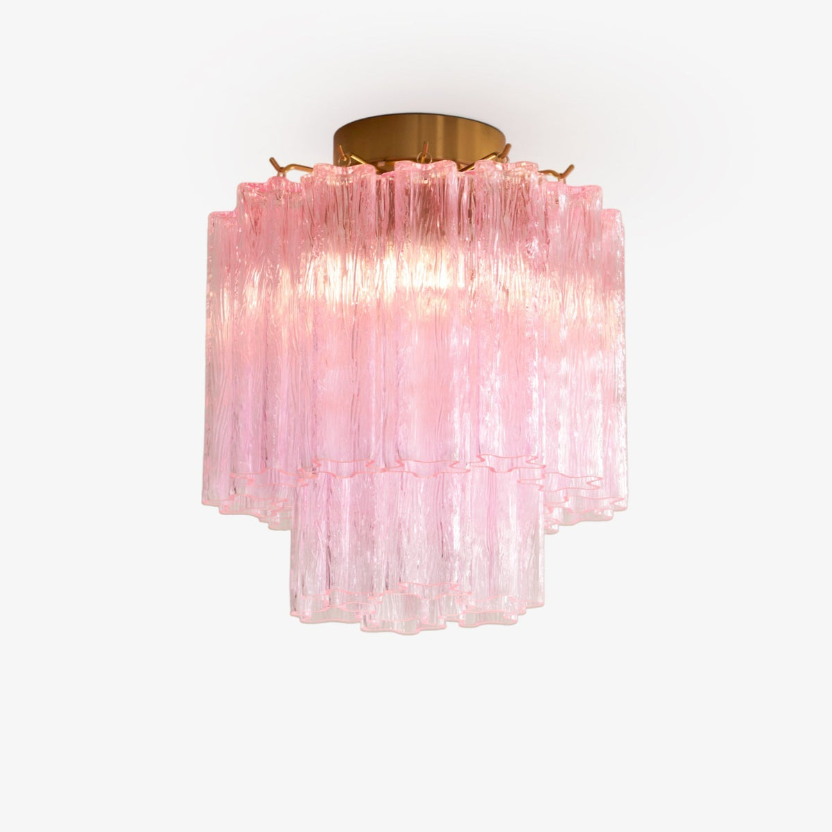 Eiriel Ceiling Lamp Pink Murano Glass Tiered Modern Flush