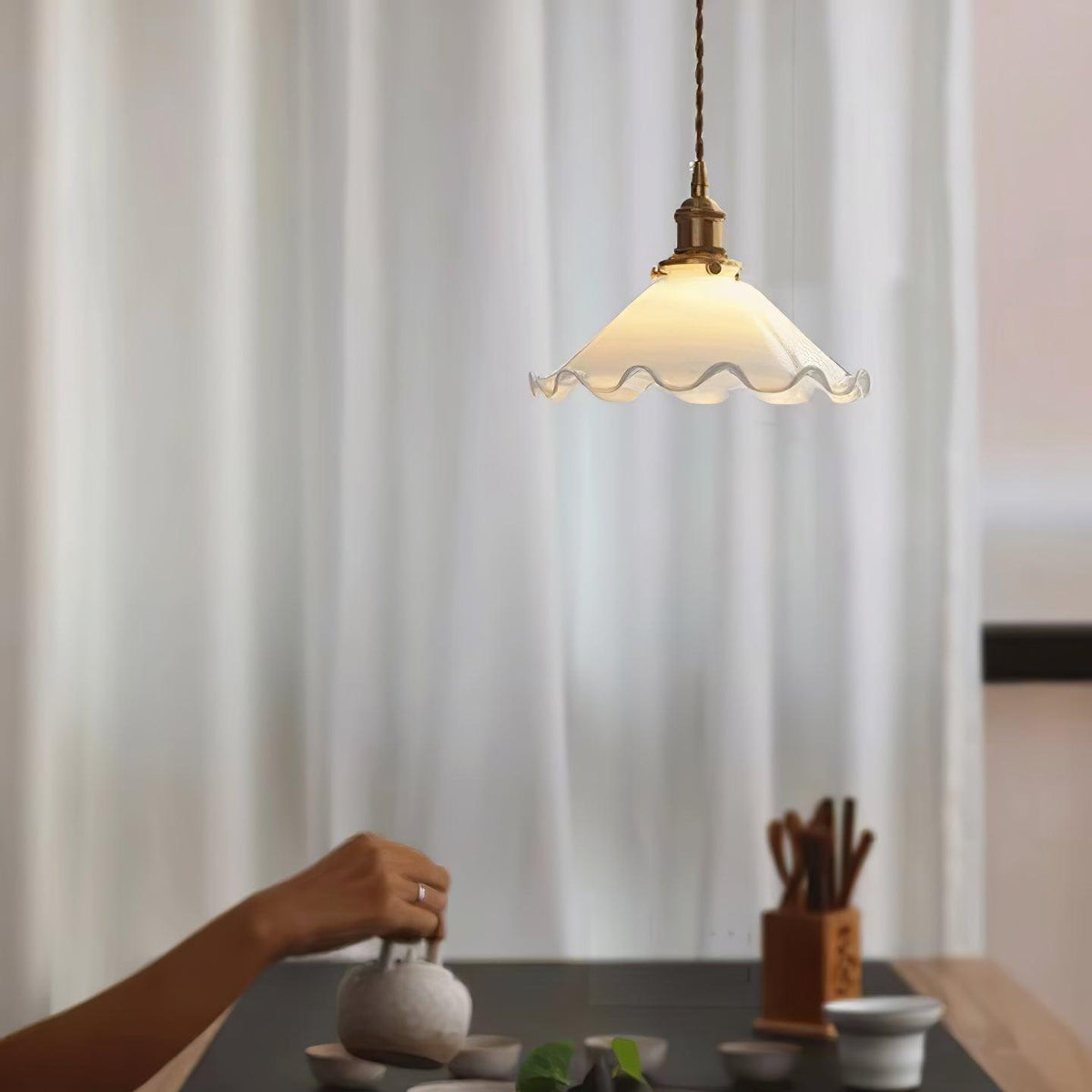 Maribelle Flower Petals Swag Pendant Lamp