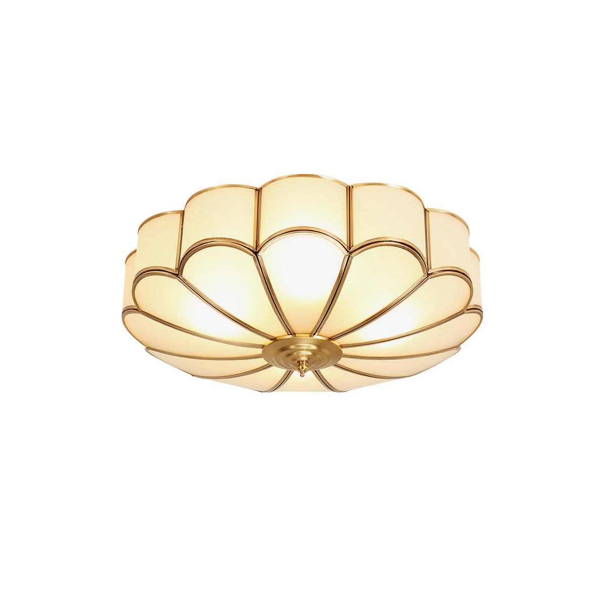 Eiroria Flower Shape Brass Glass Ceiling Lamp