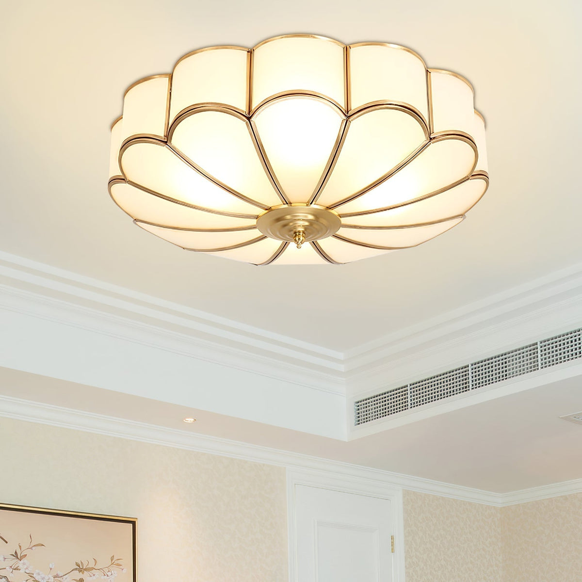 Viraean Flower Shape Brass Glass Ceiling Lamp-Relic Pieces