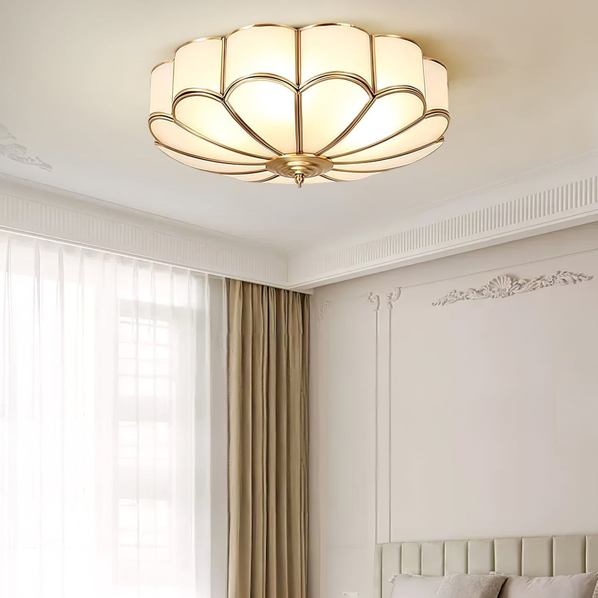 Velenena Ceiling Light Flower Shape Glass Brass