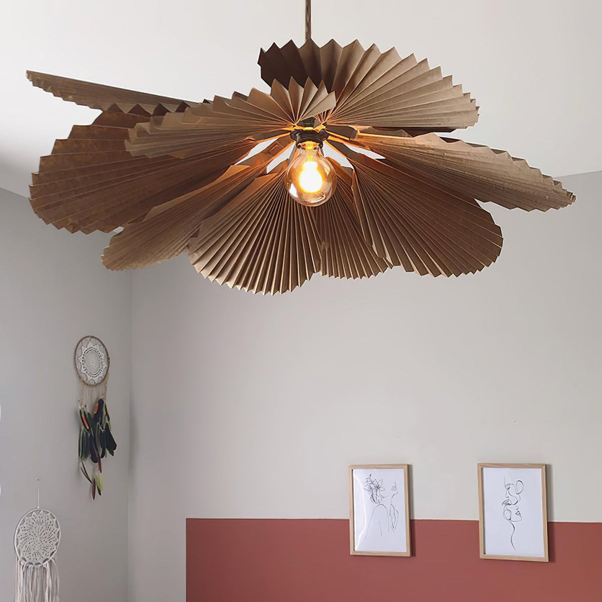 Wedugil Folded Leaf Lotus Pendant Lamp Paper