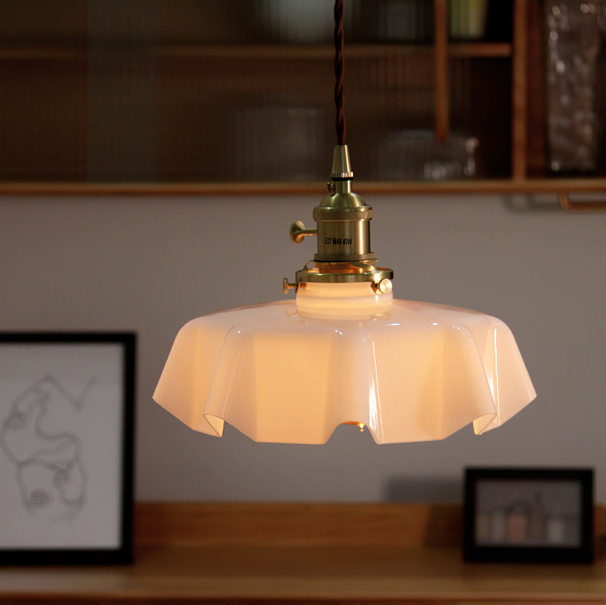 Sepalom Farmhouse Ruffled Pendant Light