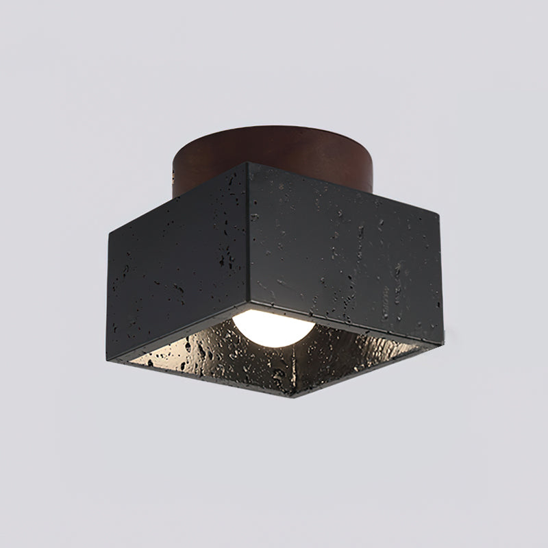 Rilon Sqaure&Round Ceiling Light Black& Yellow Travertine