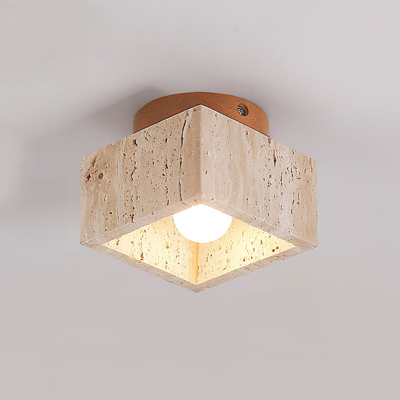 Rilon Sqaure&Round Ceiling Light Black& Yellow Travertine
