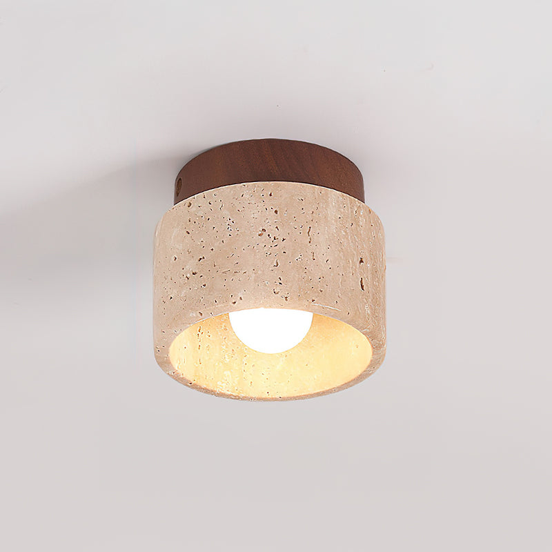Rilon Sqaure&Round Ceiling Light Black& Yellow Travertine