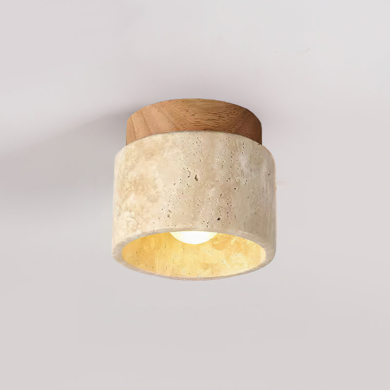 Rilon Sqaure&Round Ceiling Light Black& Yellow Travertine