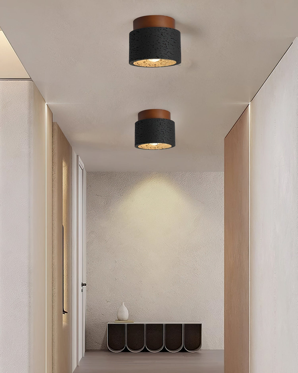 Rilon Sqaure&Round Ceiling Light Black& Yellow Travertine