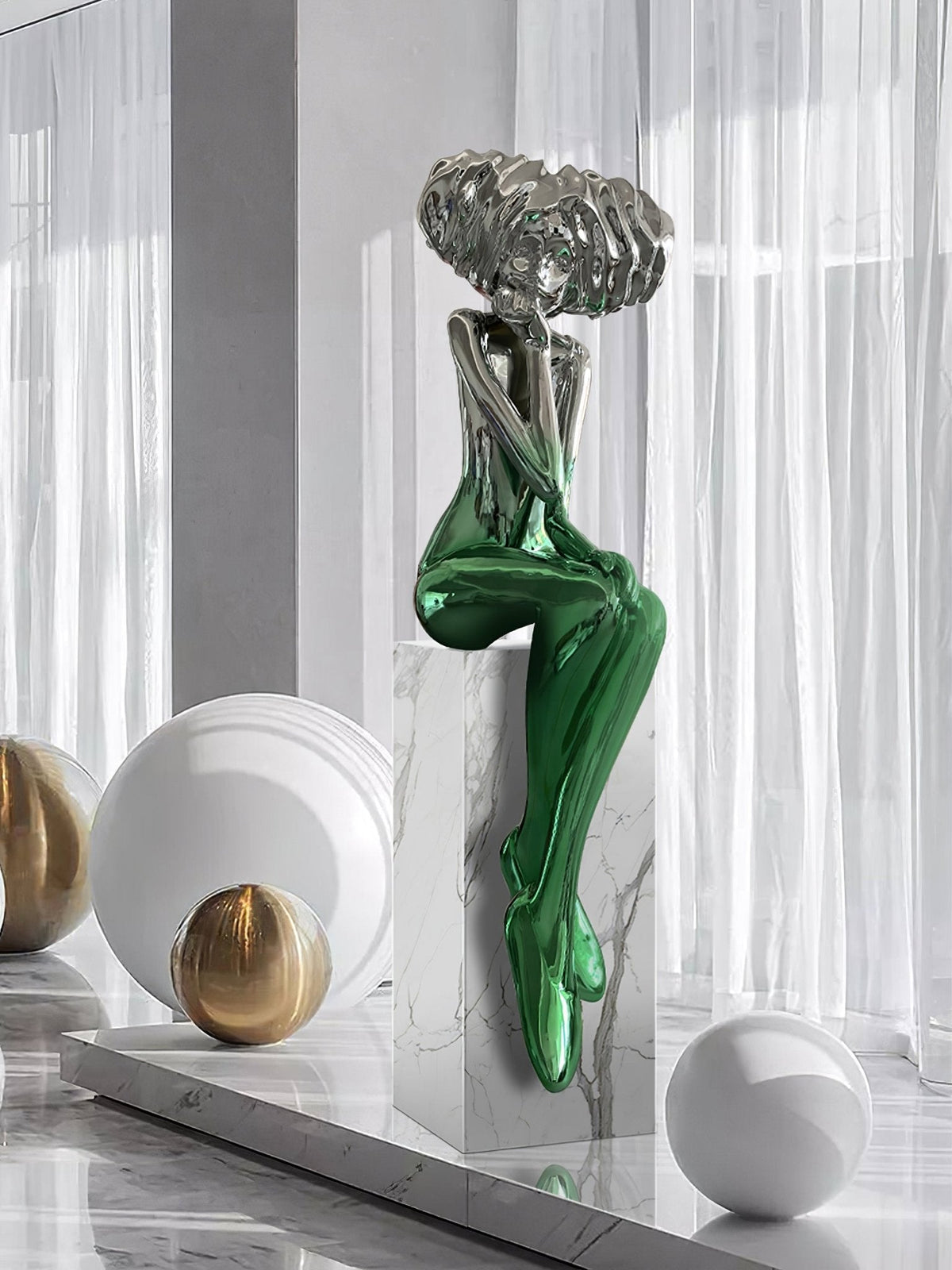 Meditating Girl Sculpture Ornament