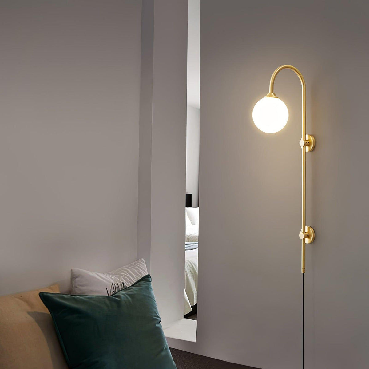 Solenne Globe Brass Plug-in Wall Sconce
