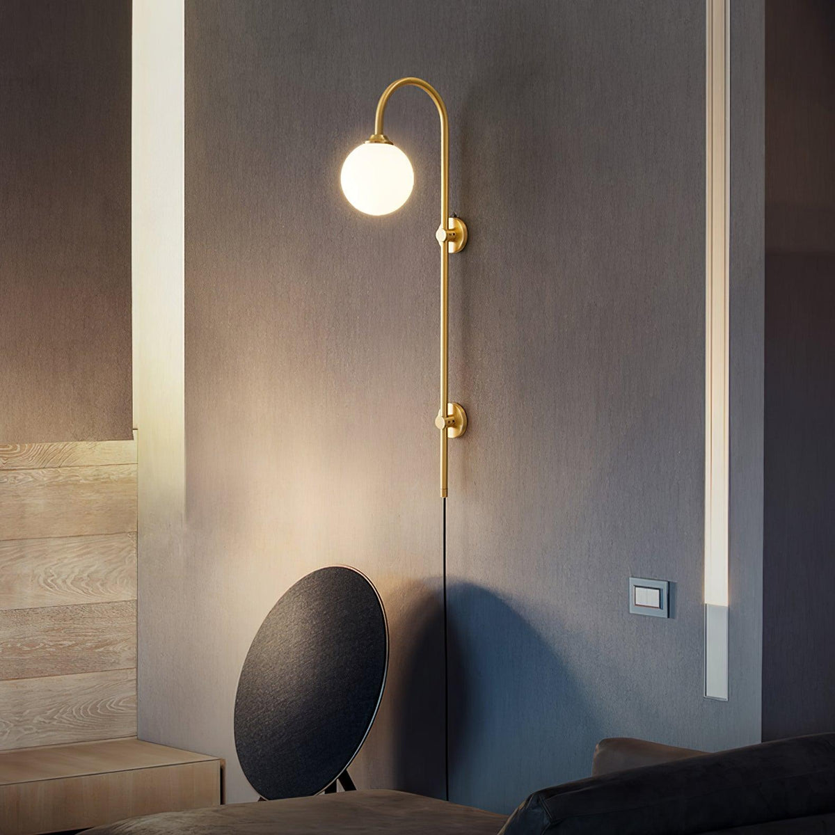 Solenne Globe Brass Plug-in Wall Sconce
