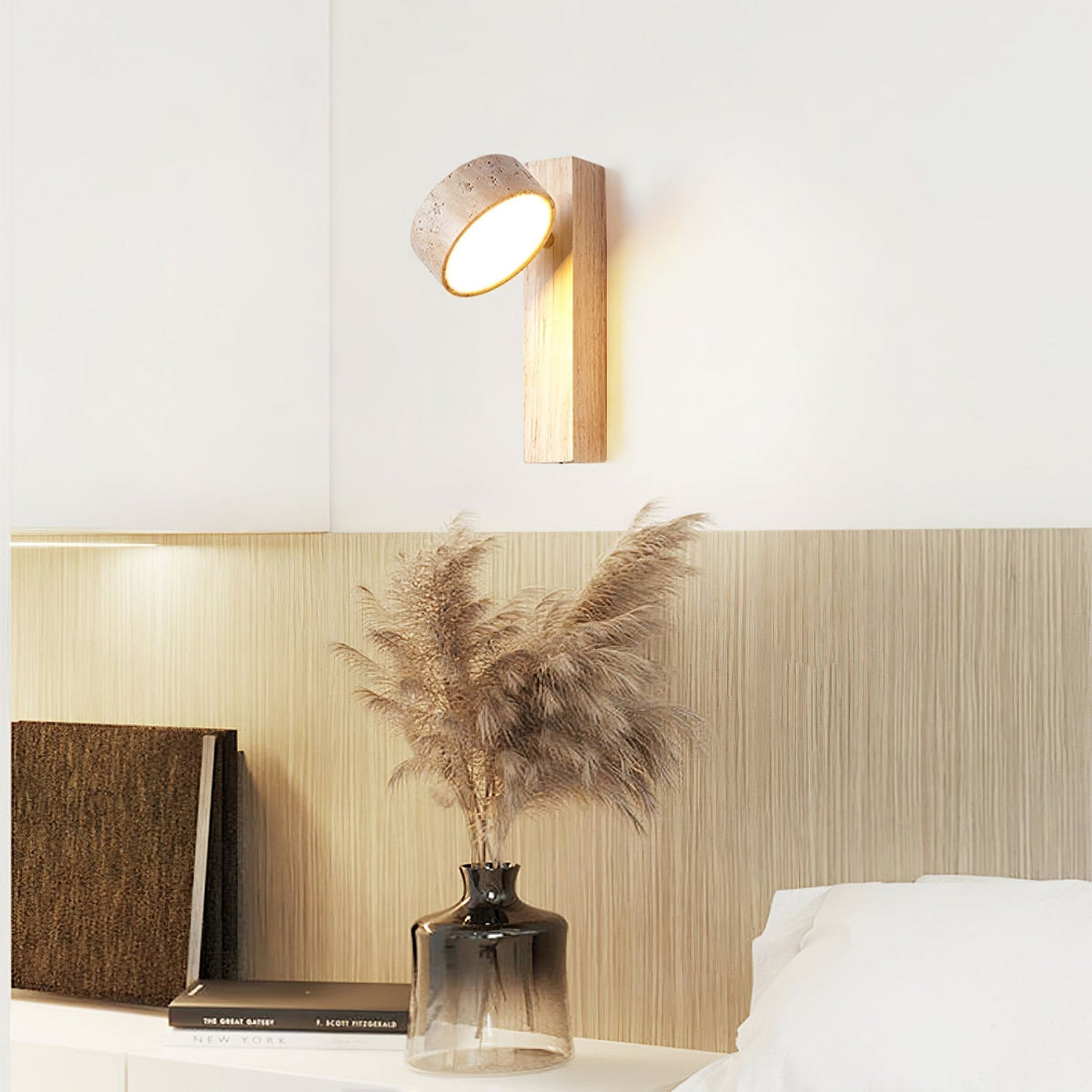 Tavalina Cylinder-Stack Travertine Wall Light