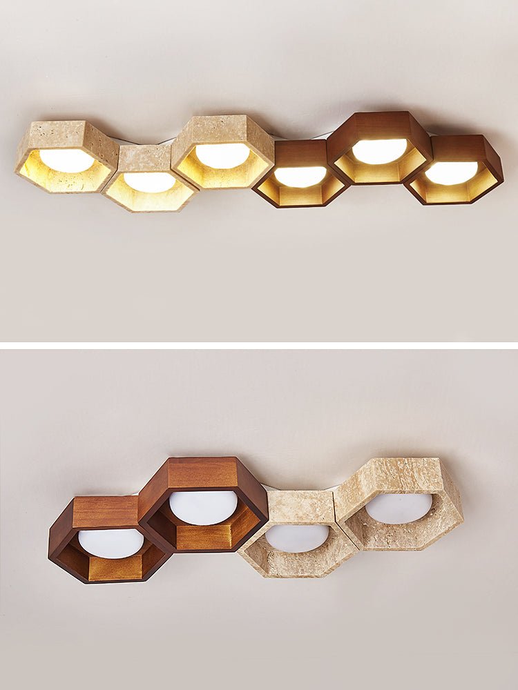 Hexa Grid Travertine Ceiling Light