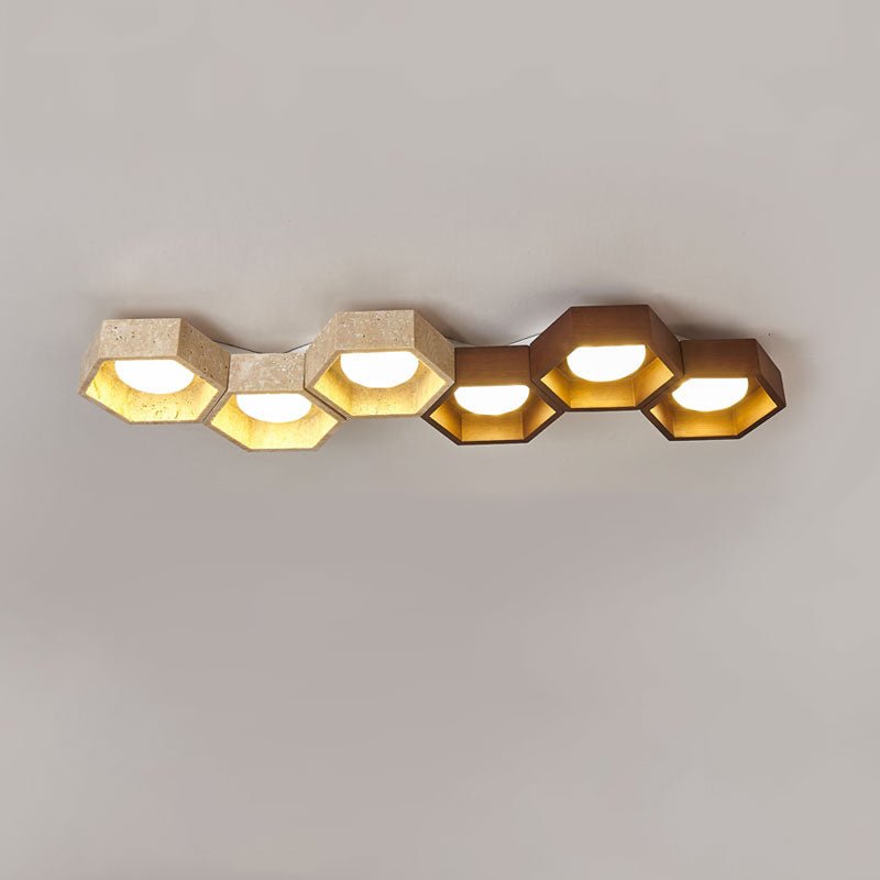 Hexa Grid Travertine Ceiling Light