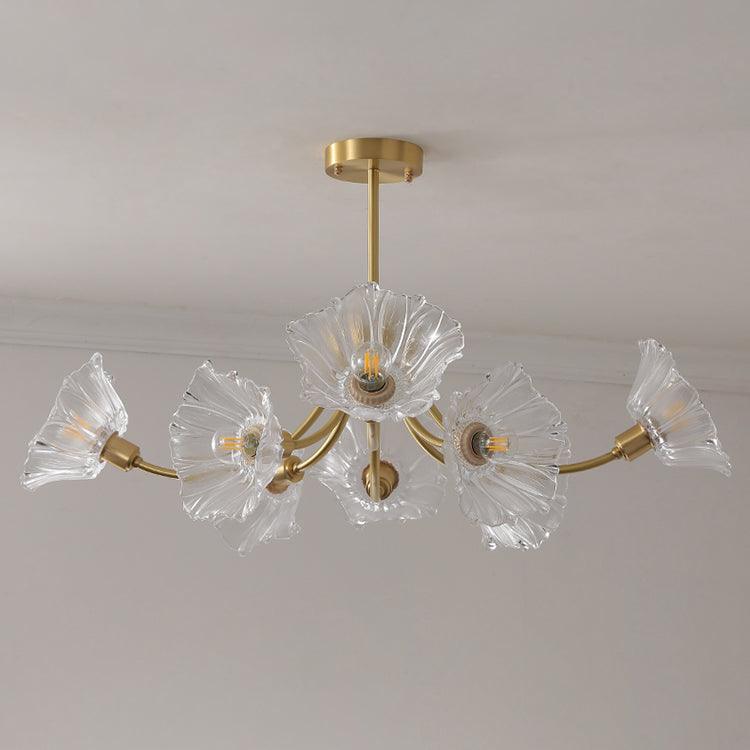 Fife Chandelier Flower Glass with Brass Finish