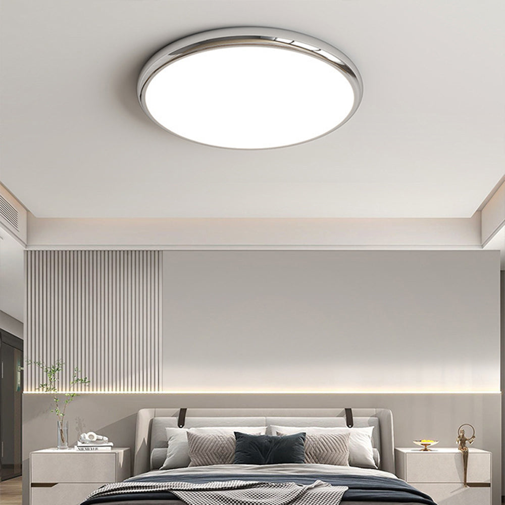 Cikogin Retro Circle Flush Mount Ceiling Light White Metal Bedroom