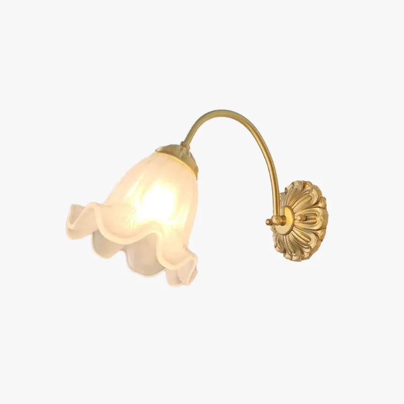 Beniduk Retro LED Indoor Wall Lamp Gold Glass Flower-shaped Design Bedroom