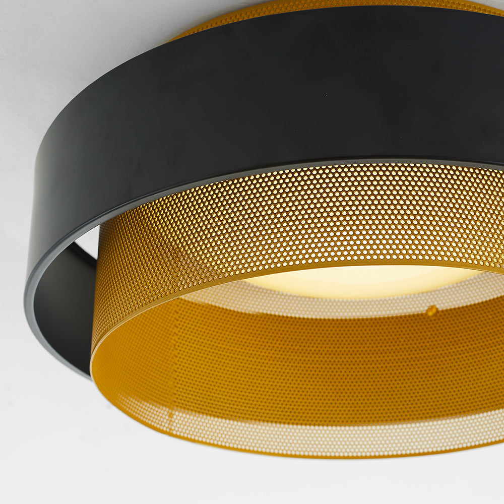 Fusoros Modern Ring Metal/ Flush Mount Ceiling Light, White/Black