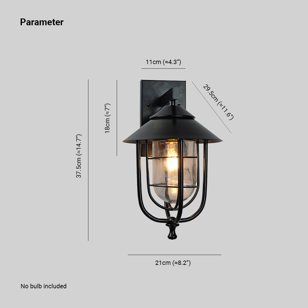 Tupusam Vintage Lantern Shaped Metal Outdoor Wall Lamp, Black