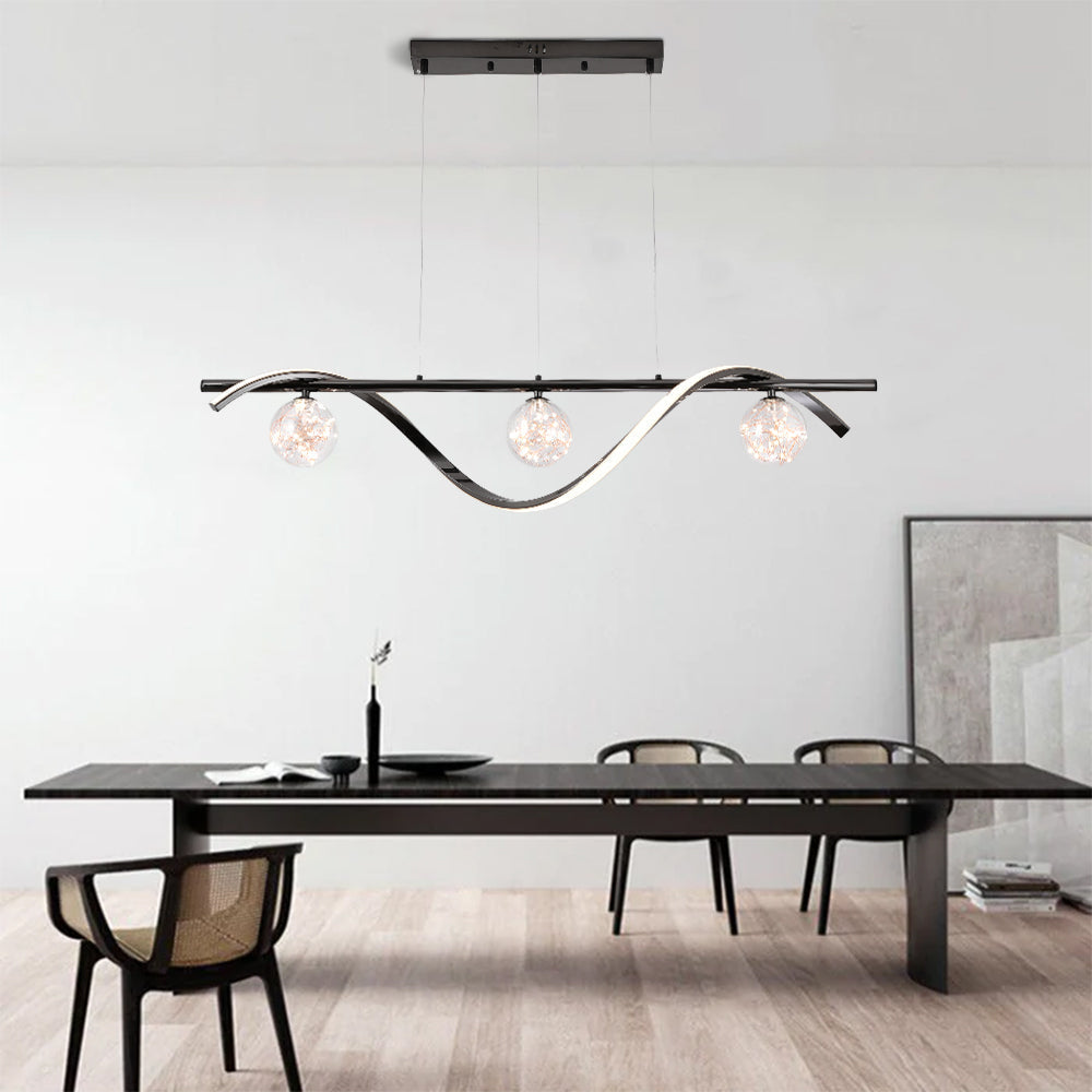 Junutas Graceful Arc with Glass Globes Pendant Light