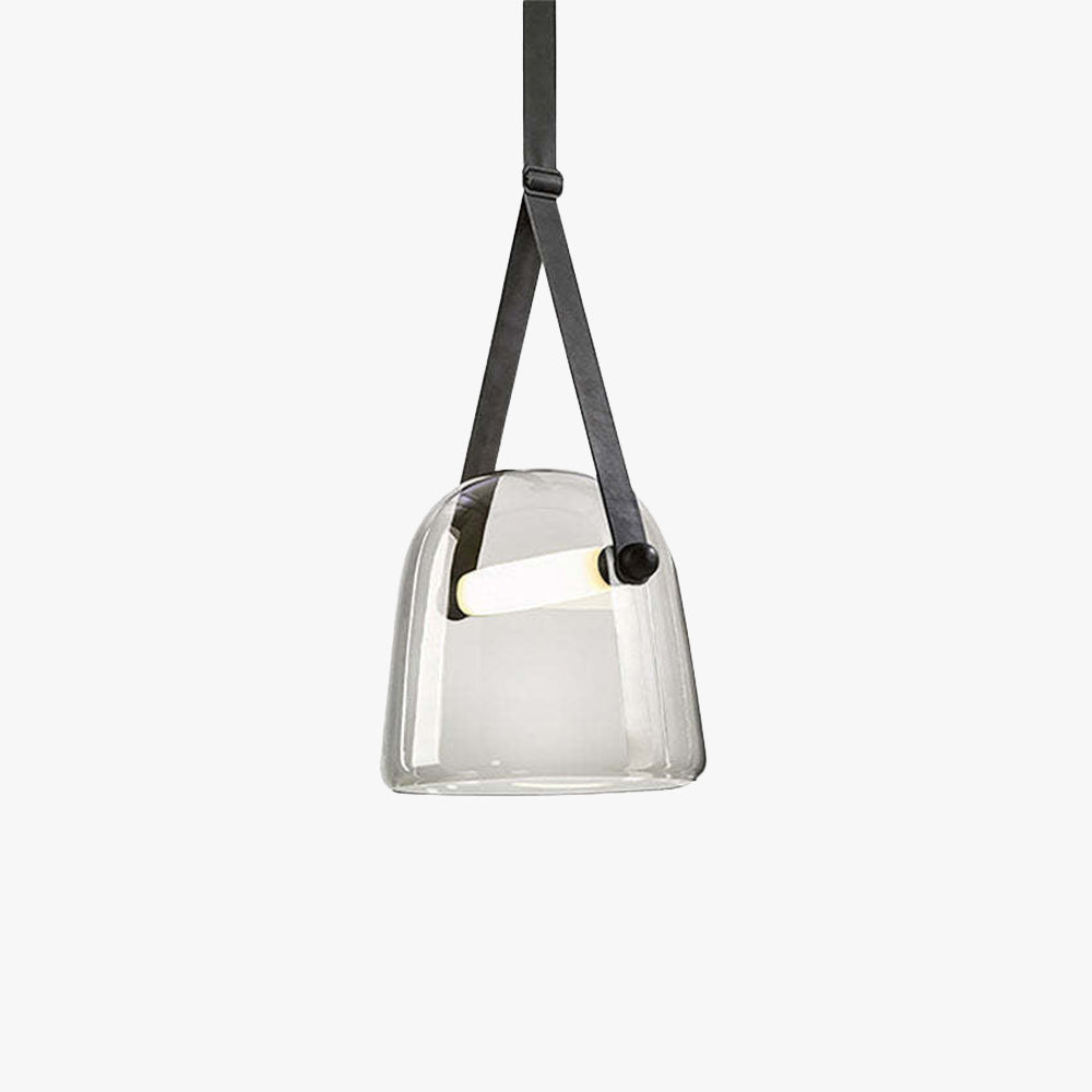 Nebitir Modern Nordic Leather/Glass Pendant Light, Grey/White