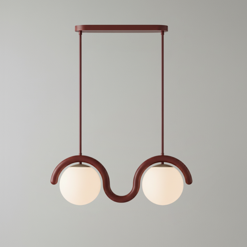 Uveta Linear Chandelier Red&Silver-Relic Pieces