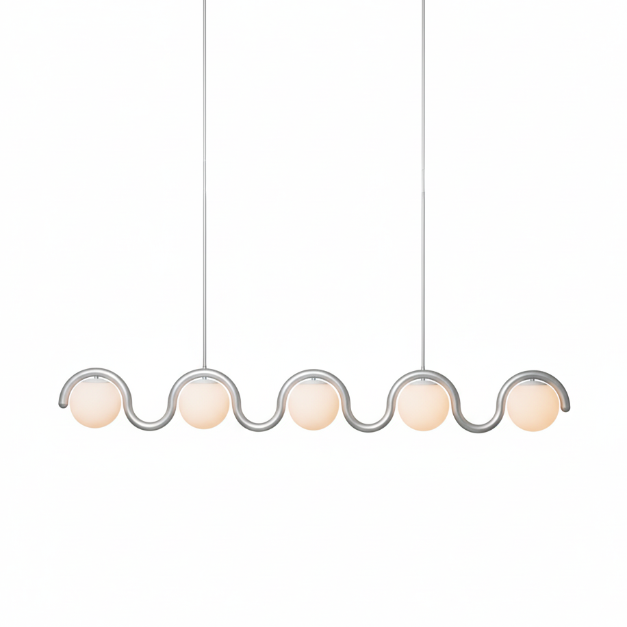 Uveta Linear Chandelier Red&Silver-Relic Pieces