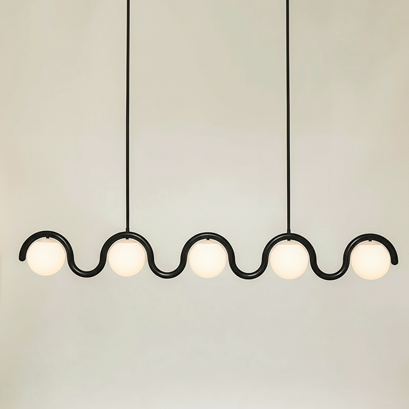 Uveta Linear Chandelier Red&Silver-Relic Pieces