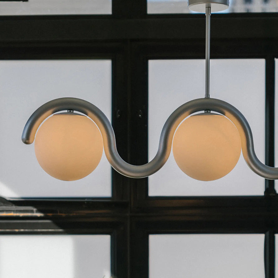 Uveta Linear Chandelier Red&Silver-Relic Pieces