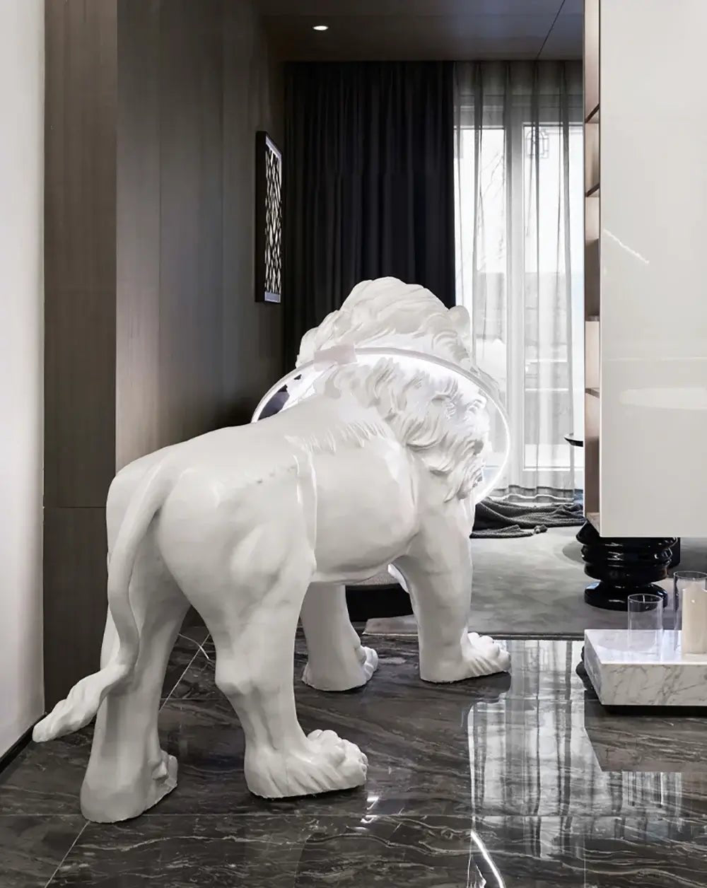 Brynis Lion Sculpture Floor Lamp