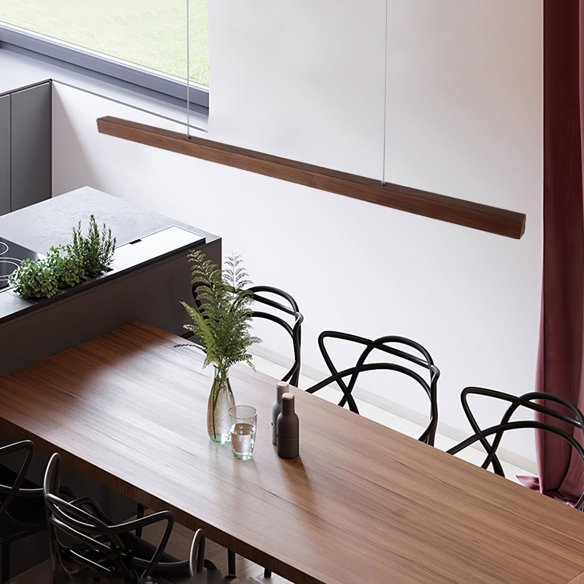 Rinalina Linear Minimalist Wood Pendant Light