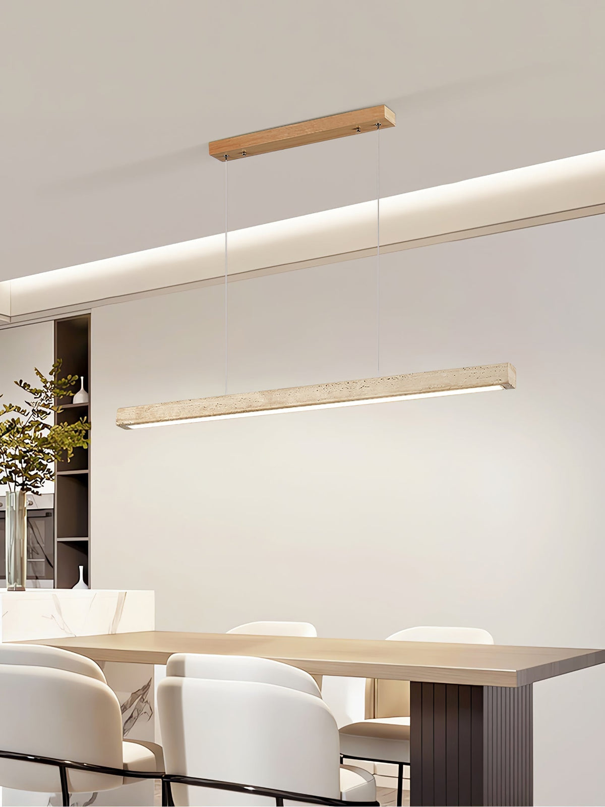 Lyven Minimalist Travertine Linear Pendant Light