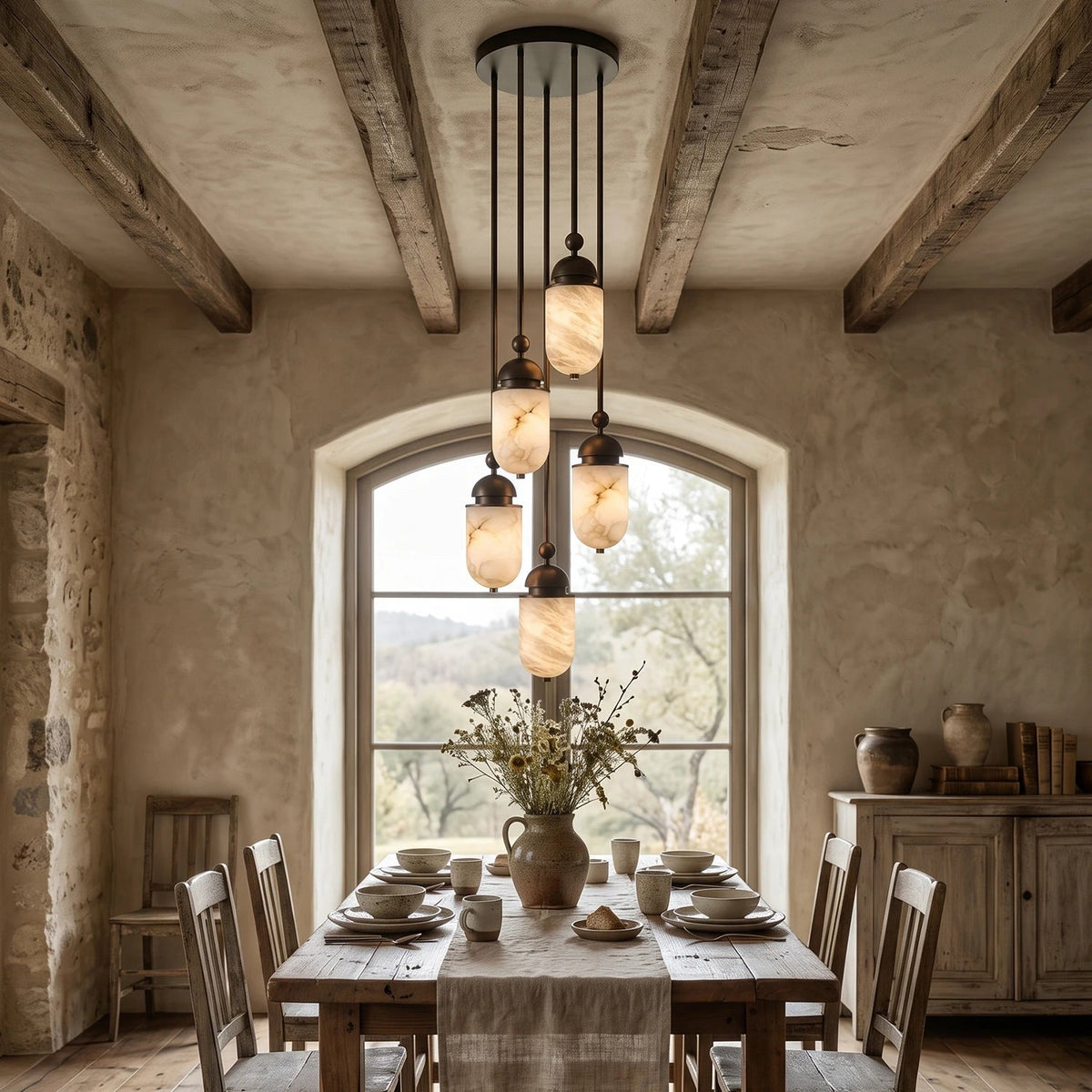 Whitcombe Alabaster Rod Pendant Lamp