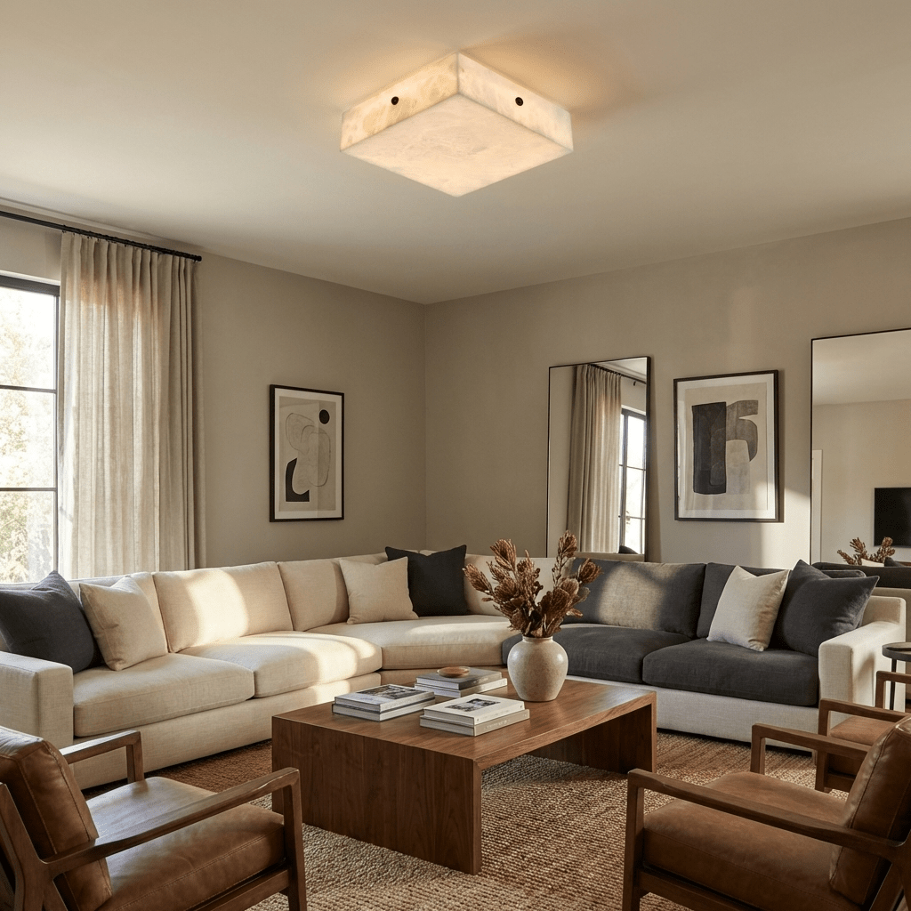Mirelith Alabaster Square Ceiling Lamp