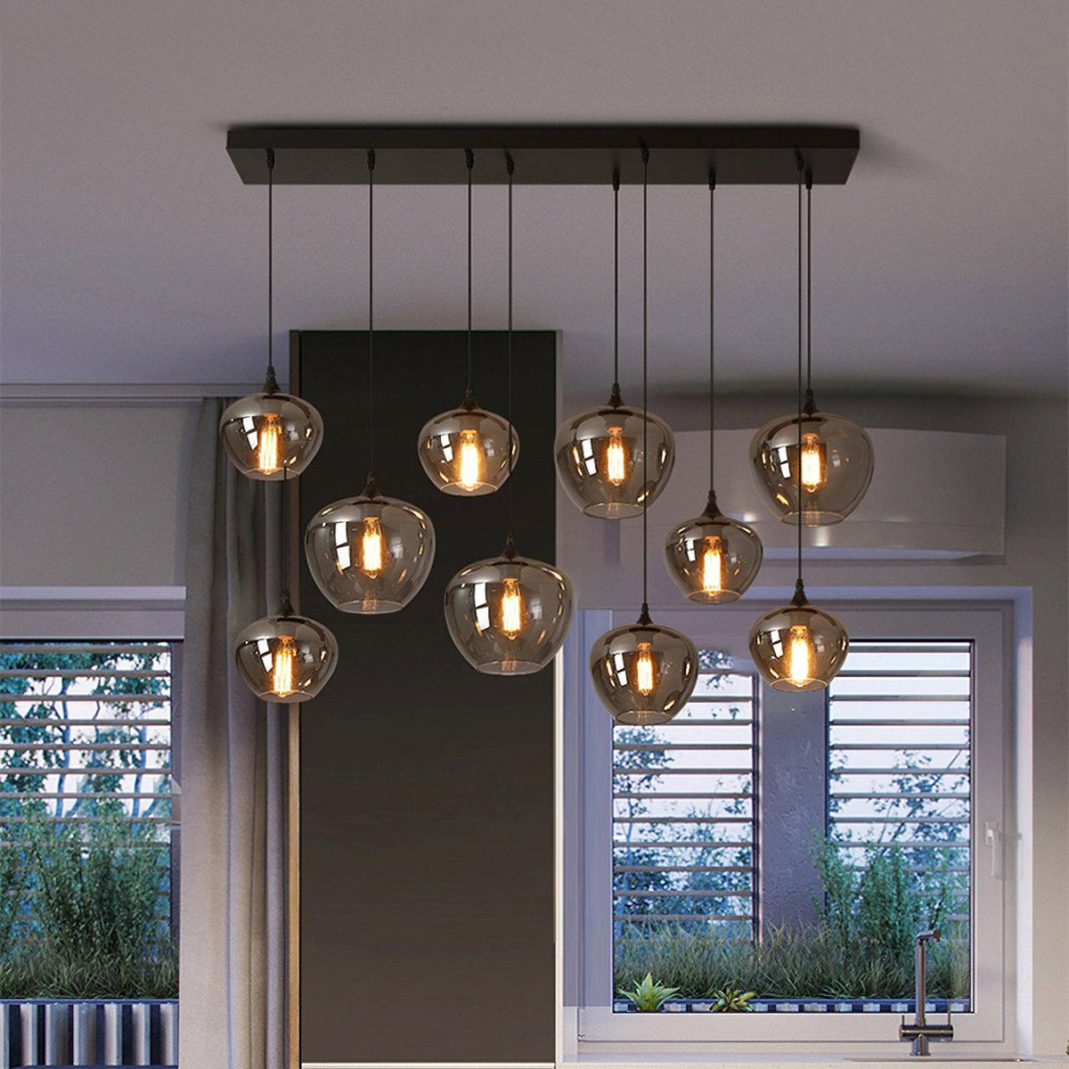 Lovider Minimalist Bottle Glass Pendant Light Smoke Gray