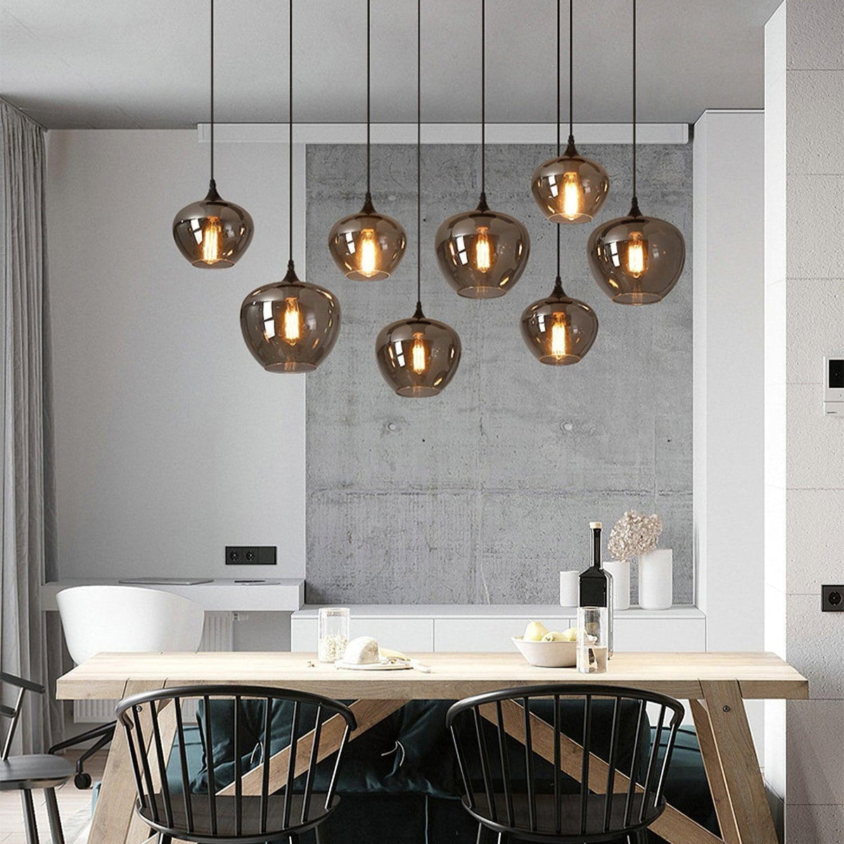 Lovider Minimalist Bottle Glass Pendant Light Smoke Gray