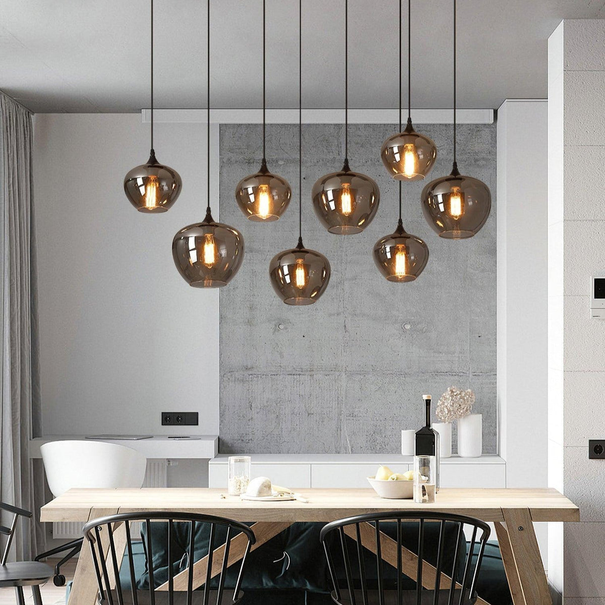 Lovider Minimalist Bottle Glass Pendant Light Smoke Gray