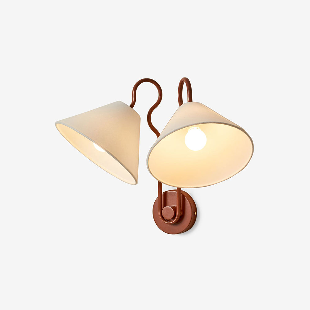Legudit Wall Lamp Double White Cone Shades Fabric