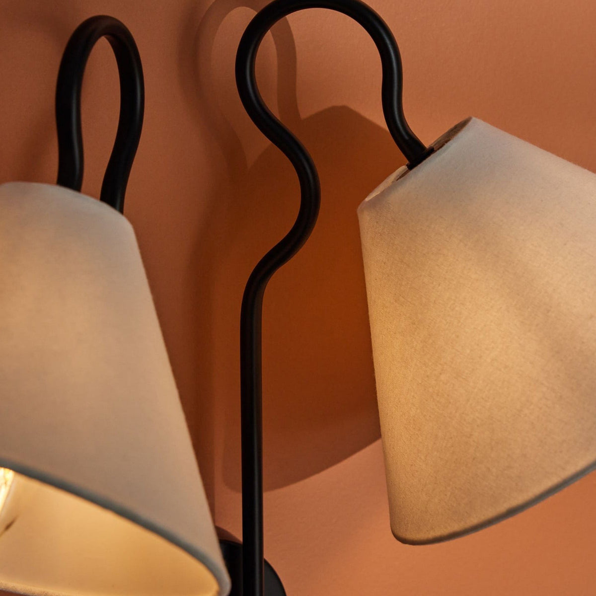 Legudit Wall Lamp Double White Cone Shades Fabric