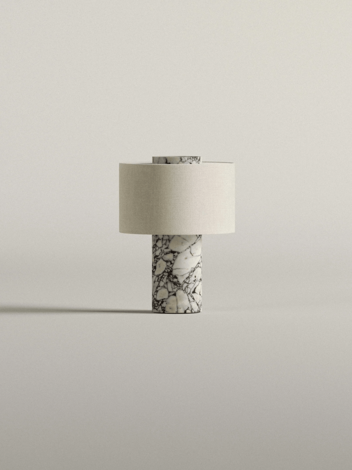 Kalvy Cylindrical Travertine Marble Table Lamp