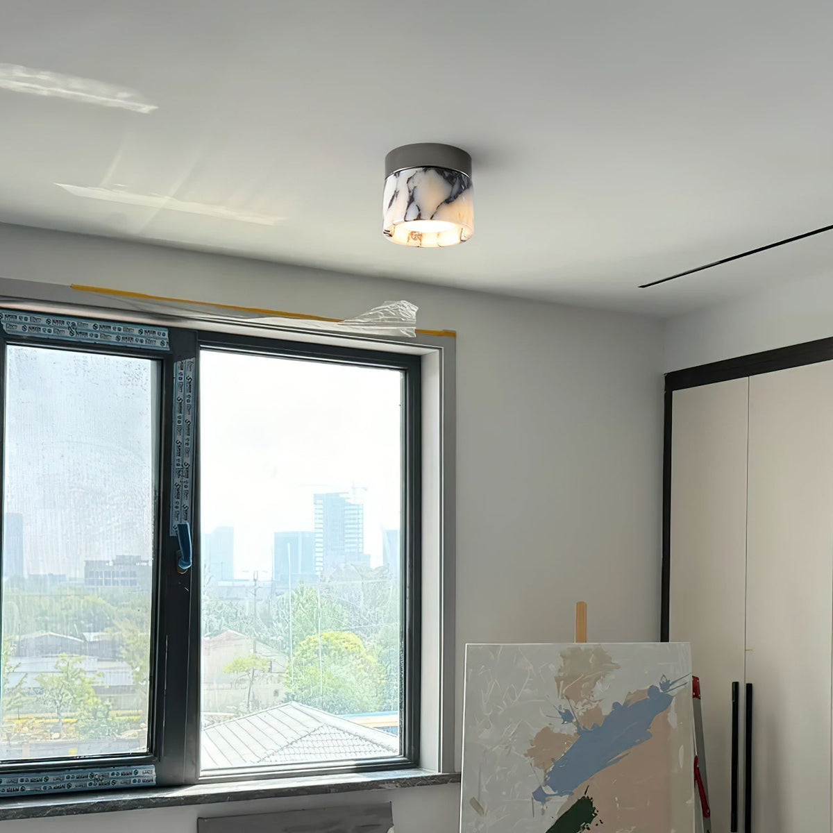Ivinir Round Marble Ceiling Lamp-Relic Pieces